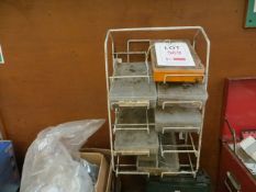 Three Tote Bin Racks Three Various Parts Holders c/w Contents to Include Nuts Bolts Etc., as