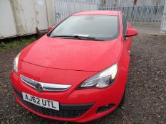 Vauxhall Astra GTC SRI Turbo petrol 3 door hatchback car, 1598cc, Reg No AJ62 UTL, d.o.r. 09/02/....