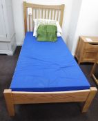 Oak framed single bed and mattress, approx. 2000 x 1020mm (Showroom Furniture)