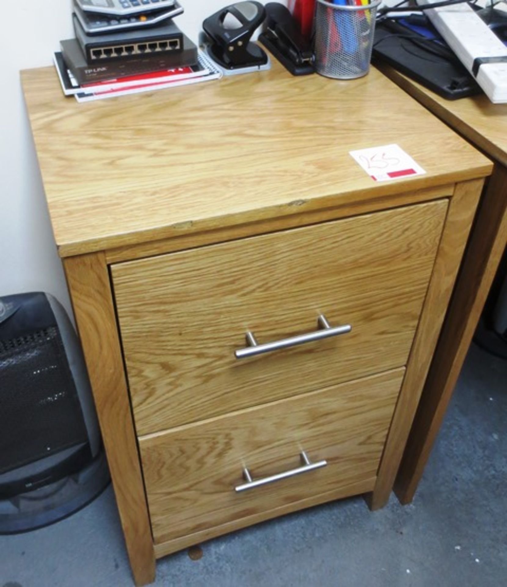 Oak 2-drawer filing cabinet