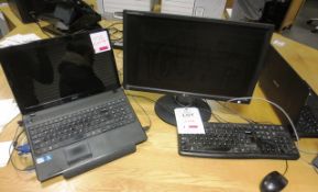 Acer 5742 Series laptop, LG Flatron W2246 flat screen monitor, keyboard and mouse