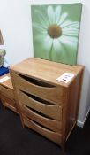 Oak framed 4-drawer chest of drawers, 700 x 450 x 1000mm (Showroom Furniture)