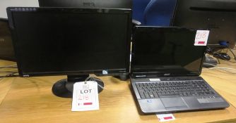 Acer Aspire 5732Z laptop and Benq flat screen monitor