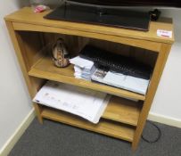 Oak twin shelf bookcase and matching triple drawer and single door cabinet (bookcase dimensions