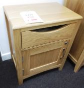 Oak framed single door and single drawer bedside table (Showroom Furniture)