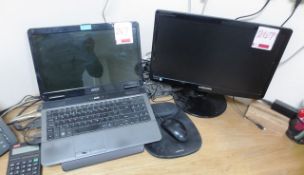 Acer Aspire 5732z laptop, Samsung SyncMaster SA100 Flat screen monitor and mouse