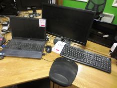 Acer Travelmatic laptop, Asus, flat screen monitor, keyboard and mouse
