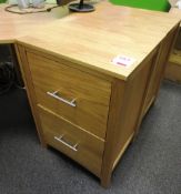 Two oak framed twin drawer desk extension filing cabinets