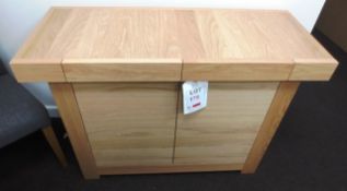 Oak, twin drawer and door sideboard cabinet, approx. 1100 x 440 x 800mm (Showroom Furniture)