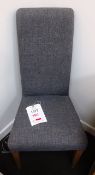 One oak, grey cloth upholstered dining chair