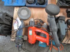 Assorted electrical hand tools including: Sealey light weight polisher, 240v; 2 x hot air guns,