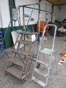 1 x mobile steps, 5 tread and 1 x aluminium step ladder, 4 tread