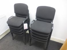 Nine black cloth upholstered meeting room style chairs