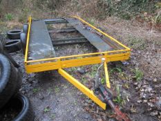 Twin axle vehicle trailer, approx. dimensions: 4.4m x 1.8m (Jockey wheel missing) - trailer will