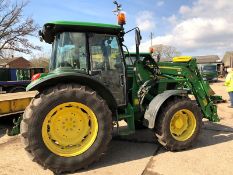 John Deere 5100M four wheel drive tractor on agricultural tyres with John Deere 583 loader (no