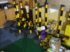 Quantity of plastic barriers and chain, consisting of approximately 20 posts, 15 bases and 10 bags