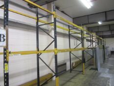 Link 51 Orange/Black boltless pallet racking comprising of: 6 x bays, approx. dimensions: depth