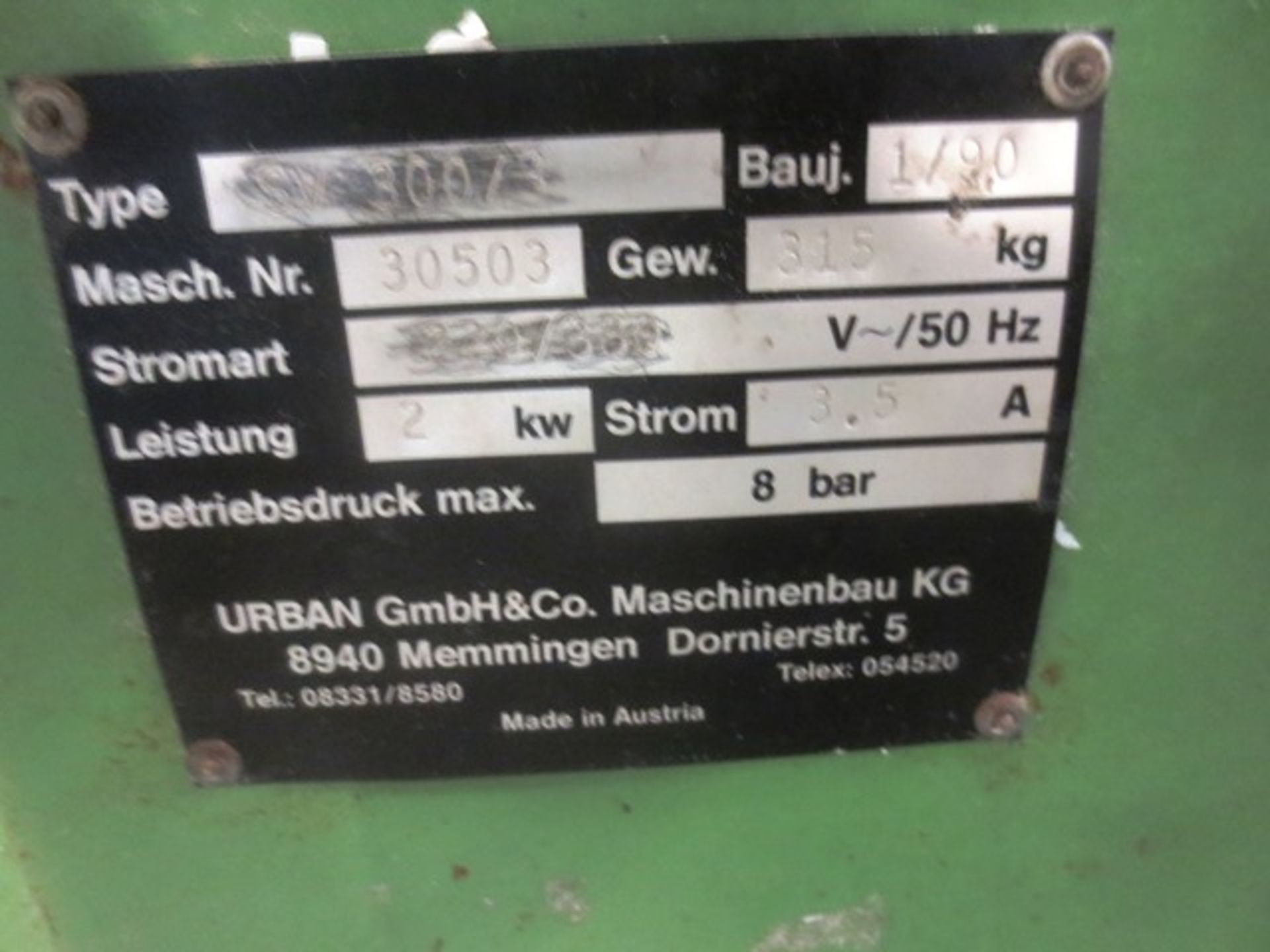 Urban SV300/3 corner cleaner, serial no: 30503 (1990) Max pressure: 8 bar, 315kg machine weight - Image 4 of 4