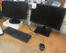 Two Benq LCD flat screen monitors, keyboard, mouse