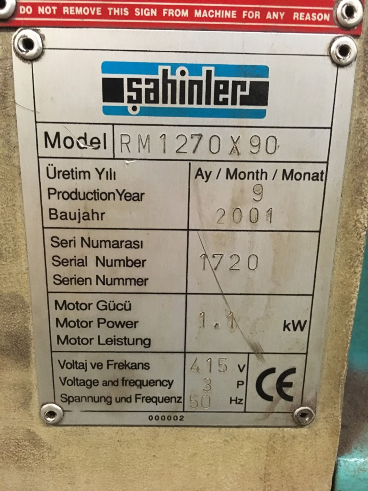 Sahinter RM1270 x 90 bending rollers, Year of manufacture 2001, Serial No. 1720 (Please note: A work - Image 3 of 8