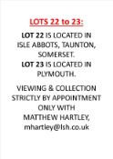 No Lot. LOT 22 IS LOCATED IN ISLE ABBOTS, NR TAUNTON, SOMERSET. LOT 23 IS LOCATED IN PLYMOUTH.