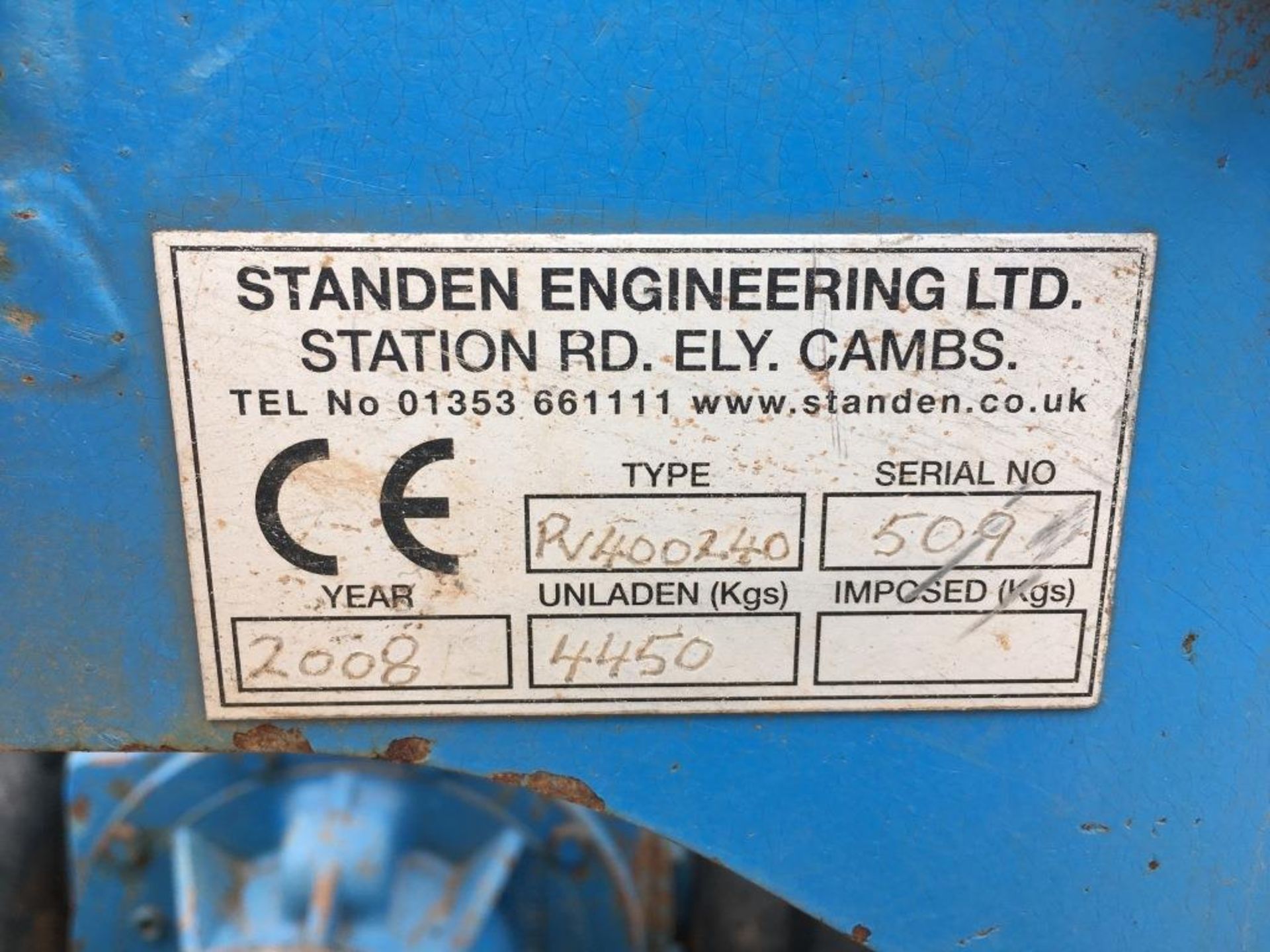 Standen folding rotovator, Type PV400240, serial number: 509 (2008) (missing guarding and damage - Image 16 of 16