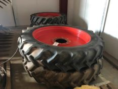 A set of row crop wheels and tyres, rear: Goodyear RT800 380/90R50, front: Agrimax RT855 340/85R36