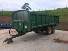 Bailey 14 ton twin axle tipping root trailer, super singles, serial number: 7512.14T (2008)