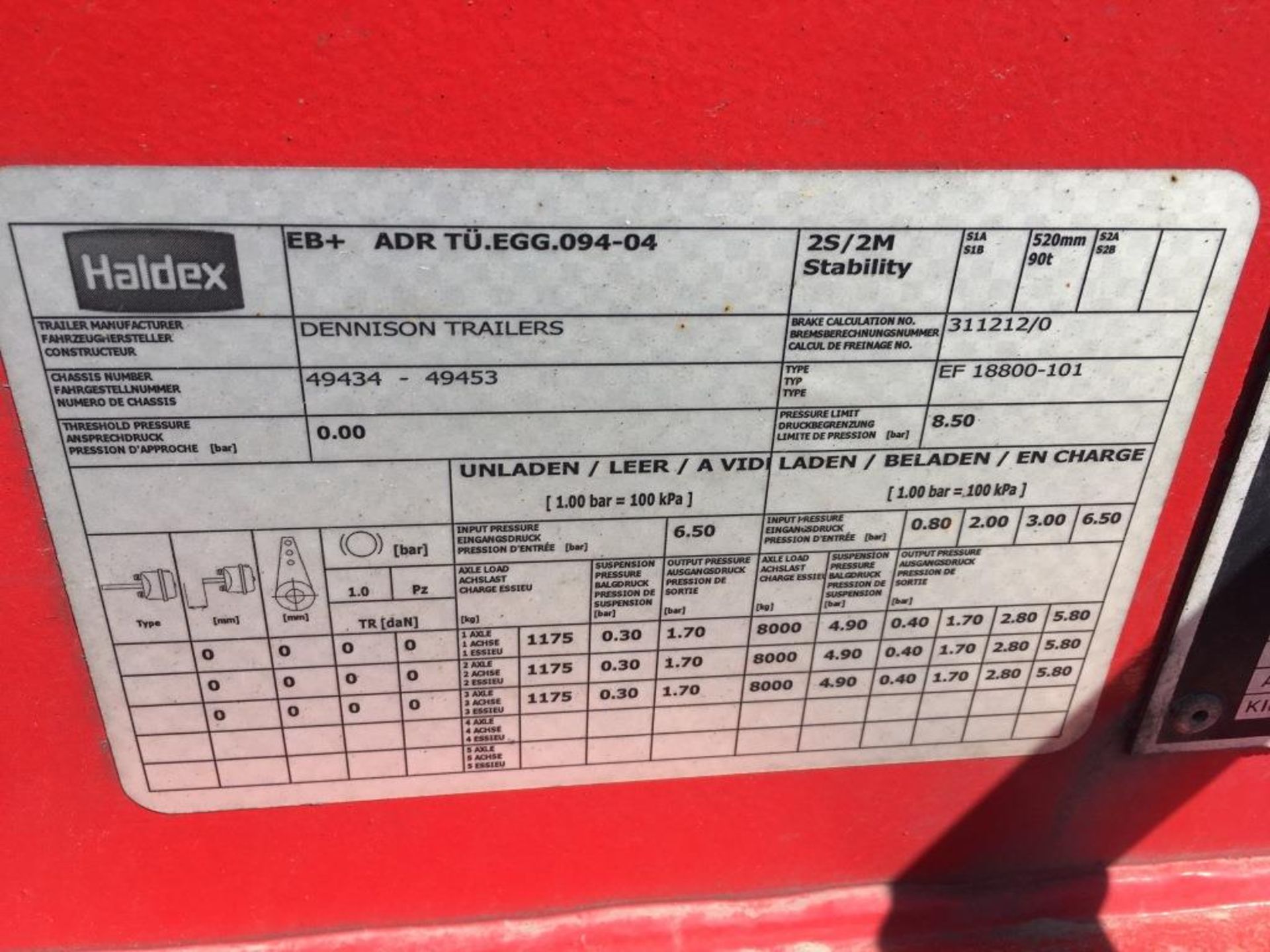 Dennison 14 Lock Sliding Bogie Skeletal trailer, reference 49437, year of manufacture 2016, 3 x - Bild 12 aus 19