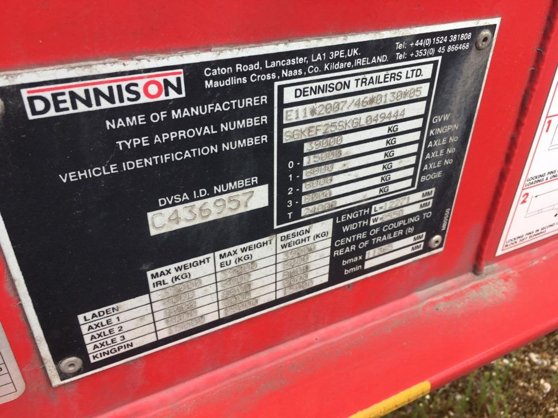 Dennison 14 Lock Sliding Bogie Skeletal trailer, reference 49444, year of manufacture 2016, 3 x - Image 13 of 19