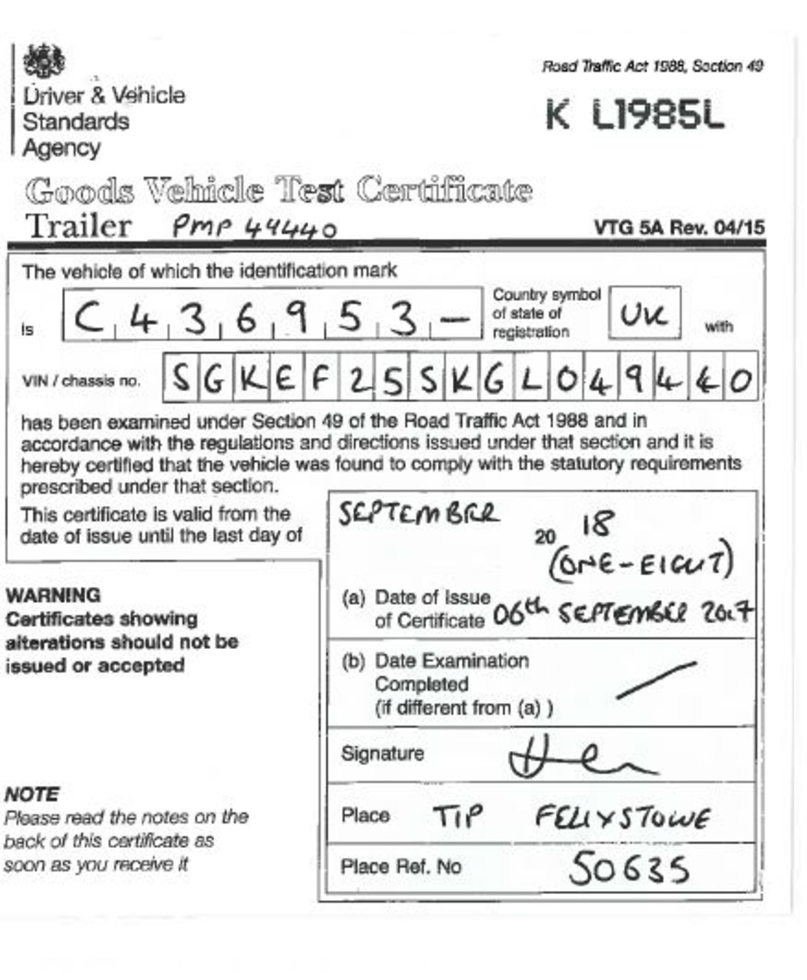 Dennison 14 Lock Sliding Bogie Skeletal trailer, reference 49440, year of manufacture 2016, 3 x - Image 13 of 16