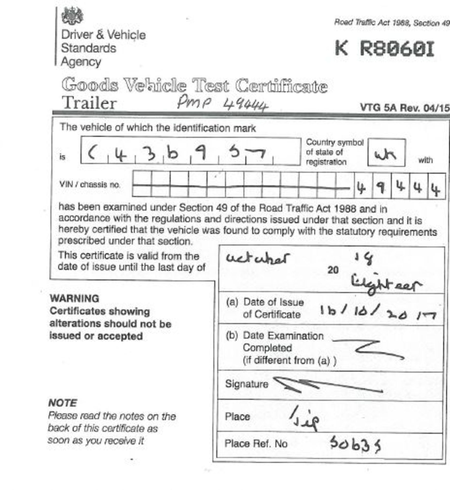 Dennison 14 Lock Sliding Bogie Skeletal trailer, reference 49444, year of manufacture 2016, 3 x - Image 14 of 19