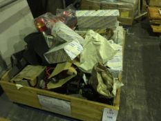 Assorted light bulb covers, licence plate holders and sundry vehicle parts on one pallet. Please