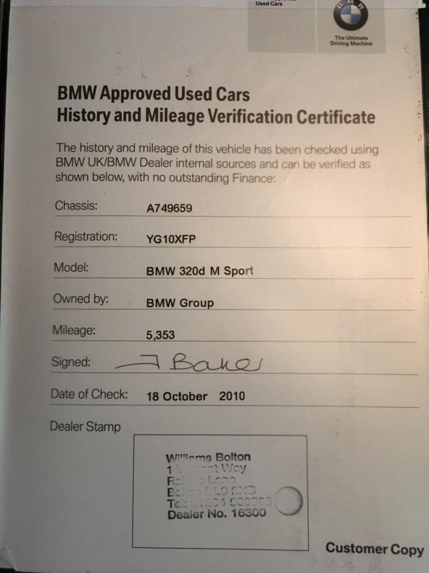 BMW 320D M Sport 181 4 door saloon diesel car, Registration number W1 PMP (YG10 XFP), Date of - Bild 19 aus 22