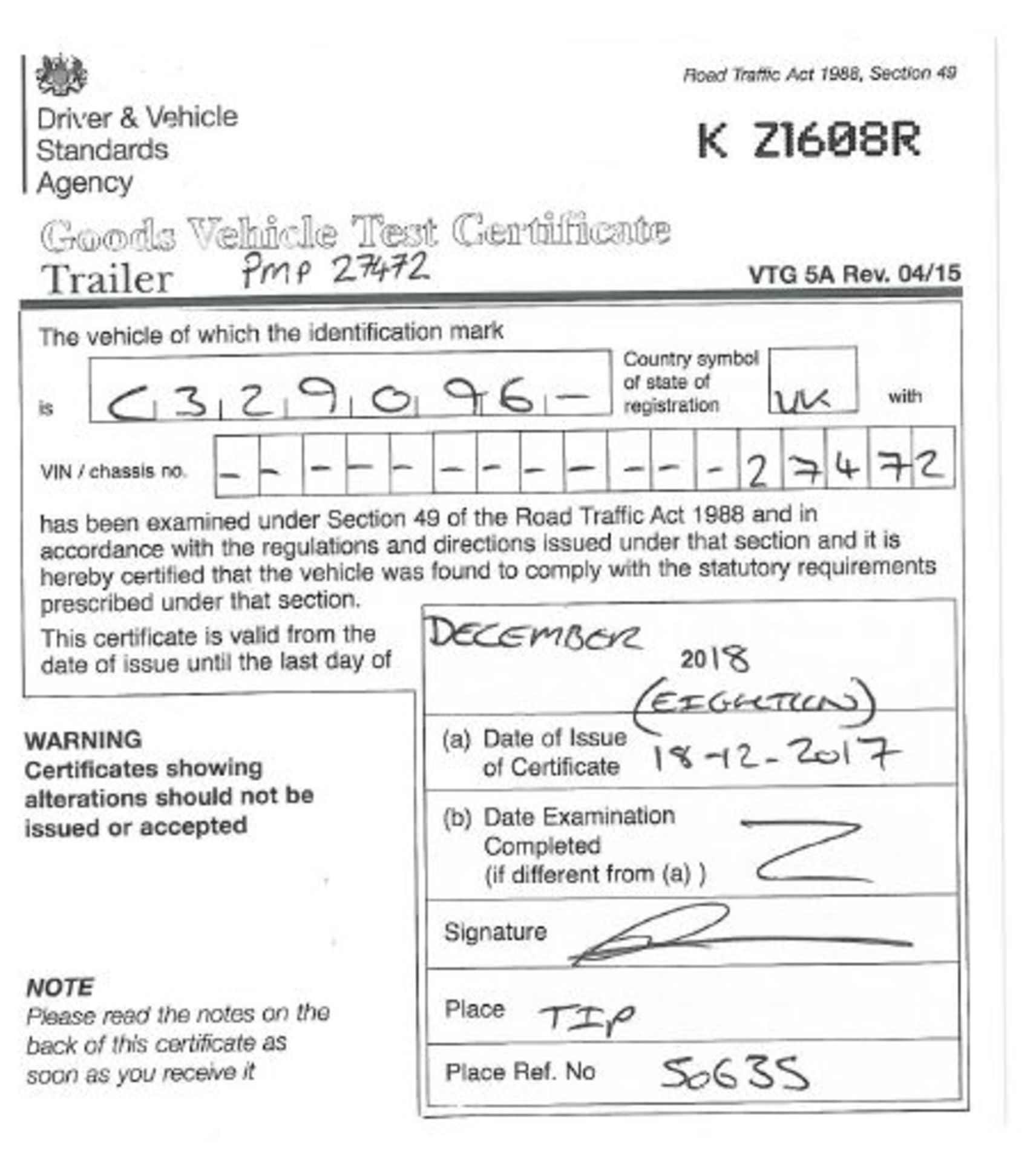 Dennison 14 Lock Sliding Bogie Skeletal trailer, reference 27472, year of manufacture 2011, 3 x - Image 15 of 16