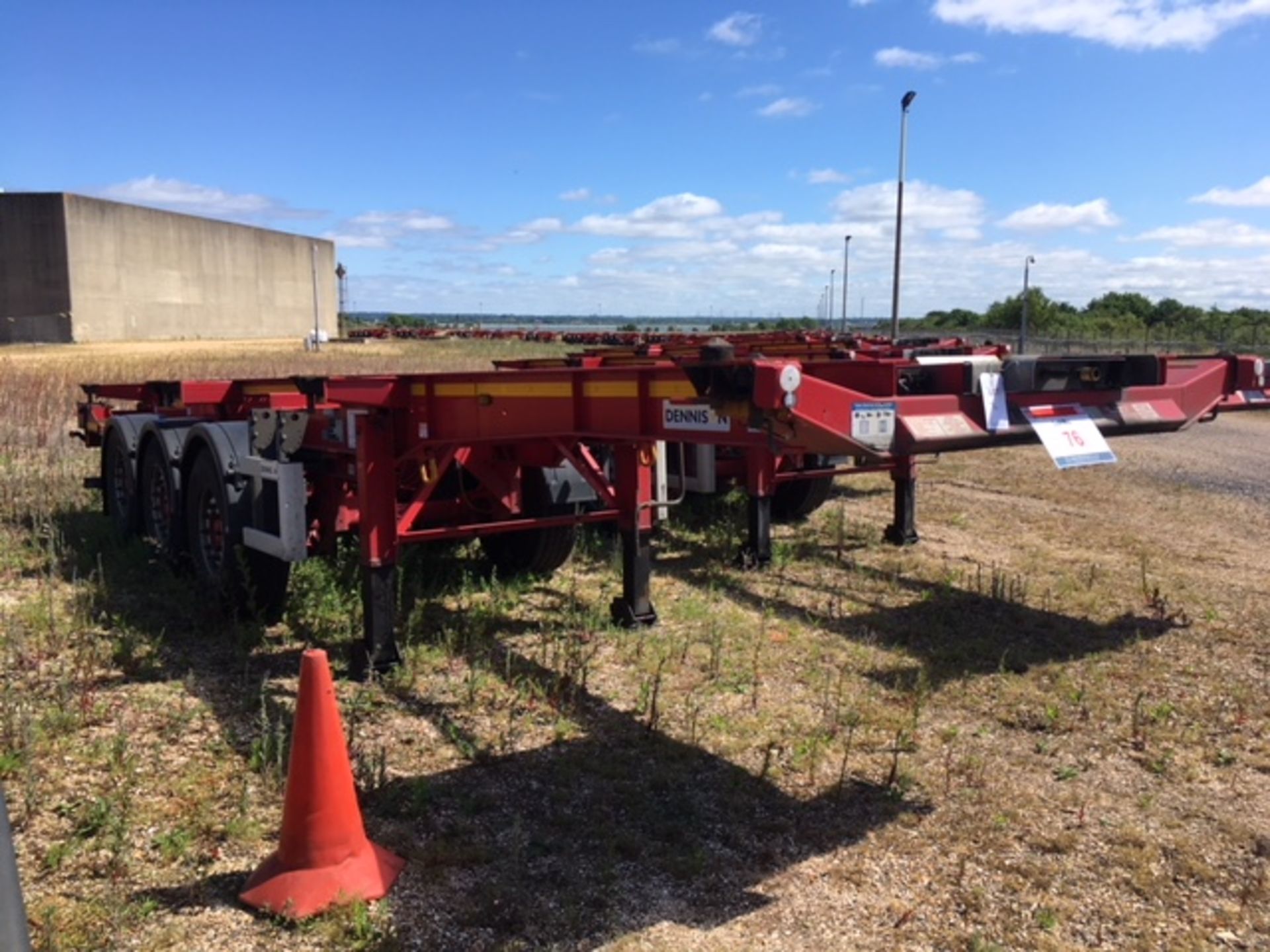 Dennison 14 Lock Sliding Bogie Skeletal trailer, reference 42071, year of manufacture 2014, 3 x