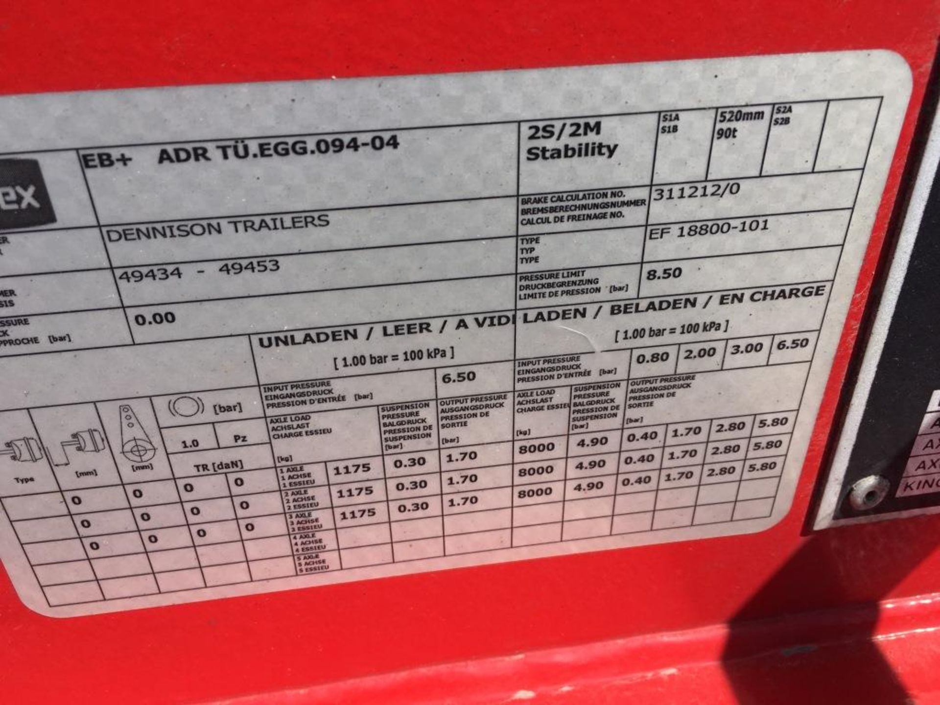 Dennison 14 Lock Sliding Bogie Skeletal trailer, reference 49436, year of manufacture 2016, 3 x - Bild 14 aus 26