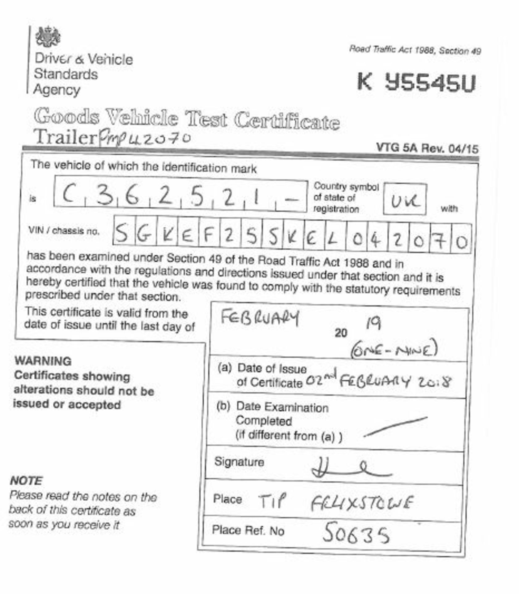 Dennison 14 Lock Sliding Bogie Skeletal trailer, reference 42070, year of manufacture 2014, 3 x - Image 12 of 17