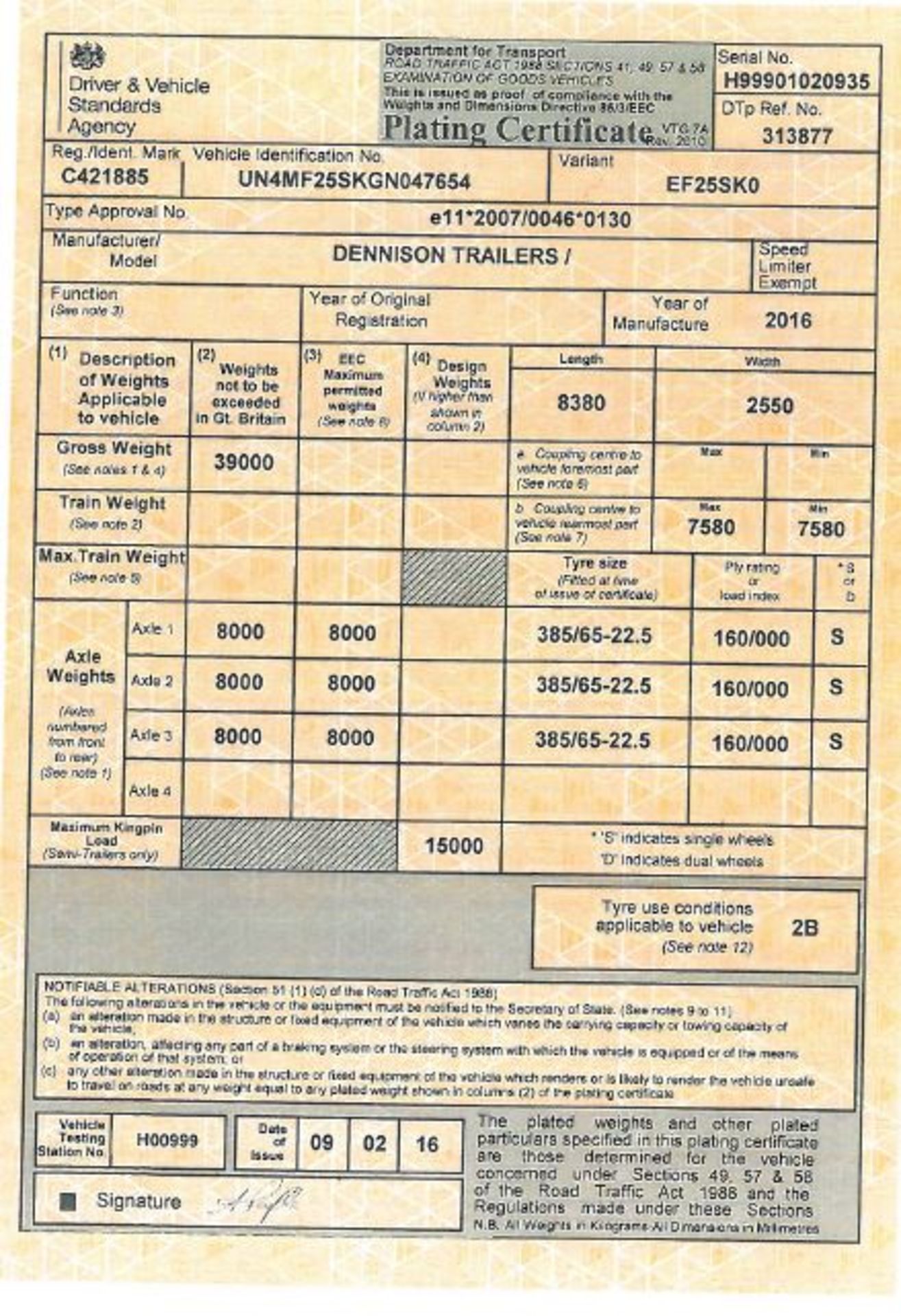 Dennison Multi Function 4 Axle Splitting Skeletal trailer, reference 47653 & 47654, year of - Image 18 of 21