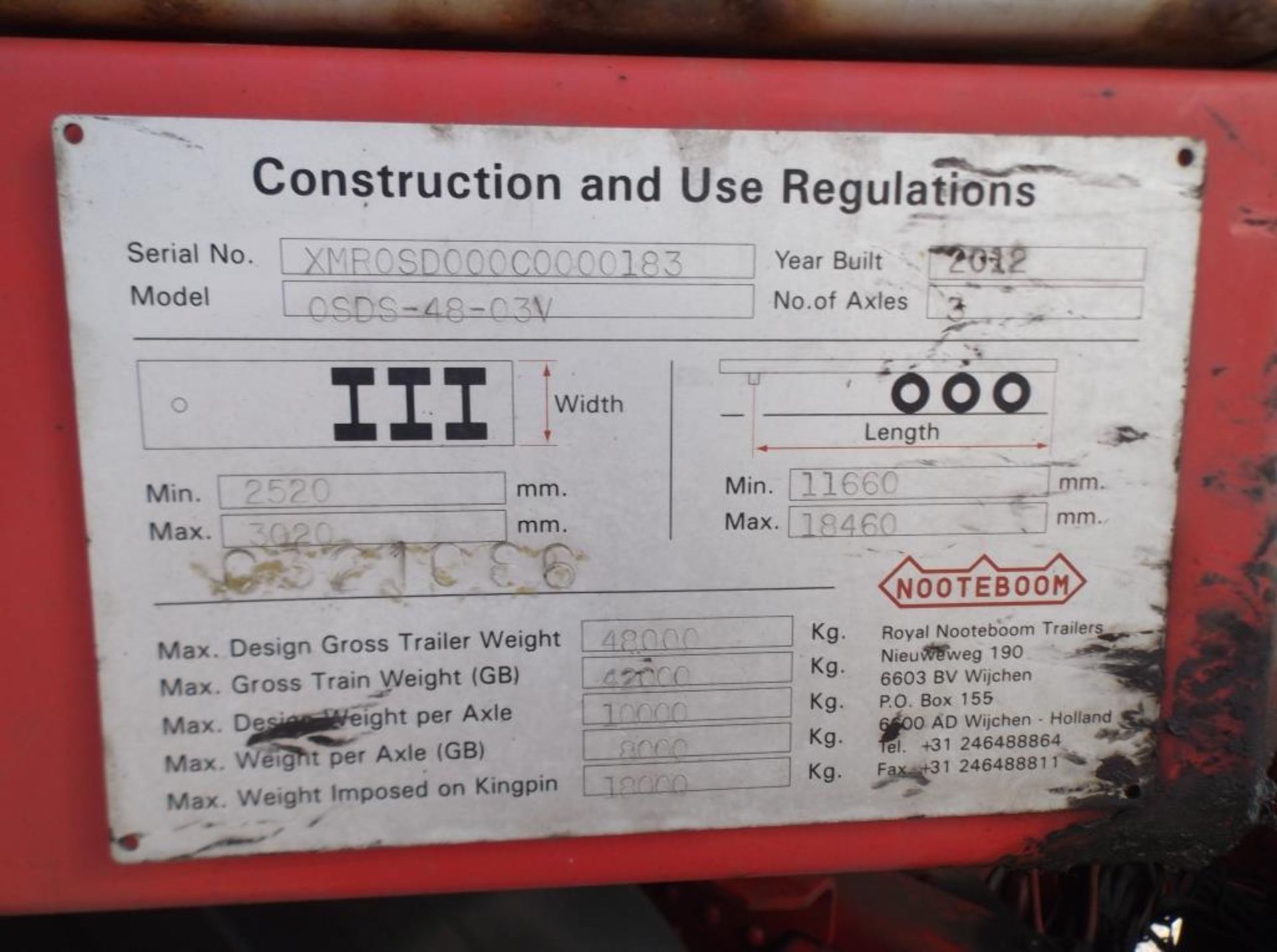 Nooteboom OSDS 48 03V Stepframe Extendable trailer, reference 000183, year of manufacture 2012, - Image 10 of 19