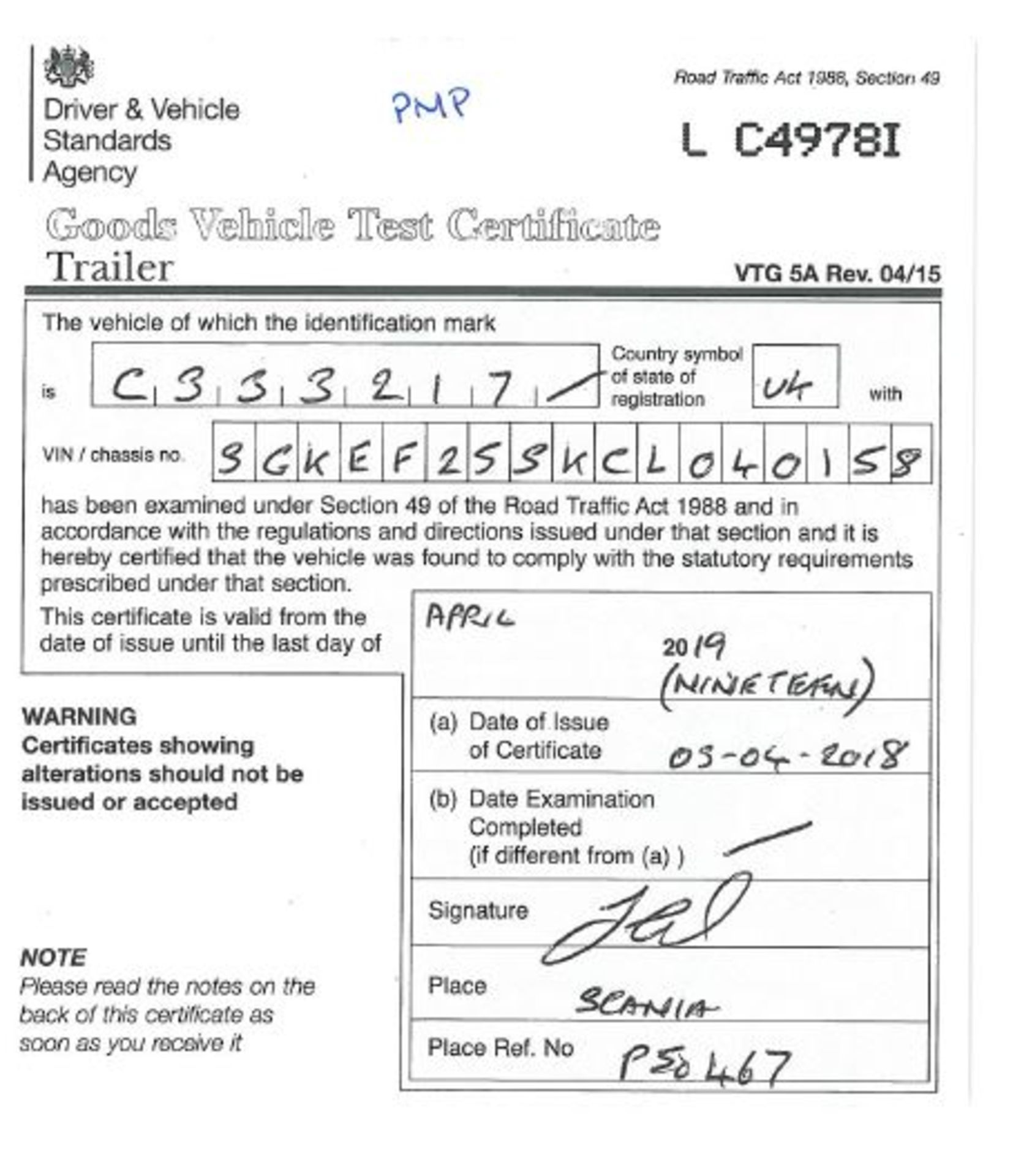 Dennison 14 Lock Sliding Bogie Skeletal trailer, reference 40158, year of manufacture 2013, 3 x - Image 13 of 16