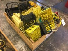 Assorted breakdown beacons and plastic wheel c-locks on one pallet. Please note: This lot is located
