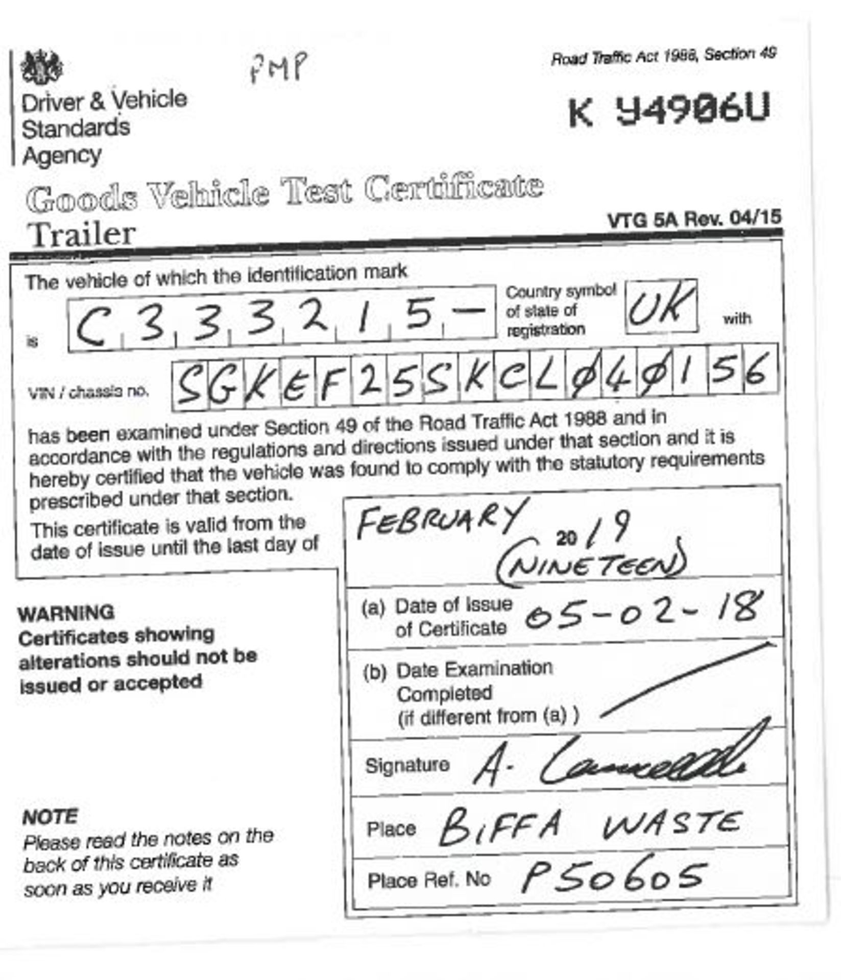 Dennison 14 Lock Sliding Bogie Skeletal trailer, reference 40156, year of manufacture 2013, 3 x - Image 13 of 16