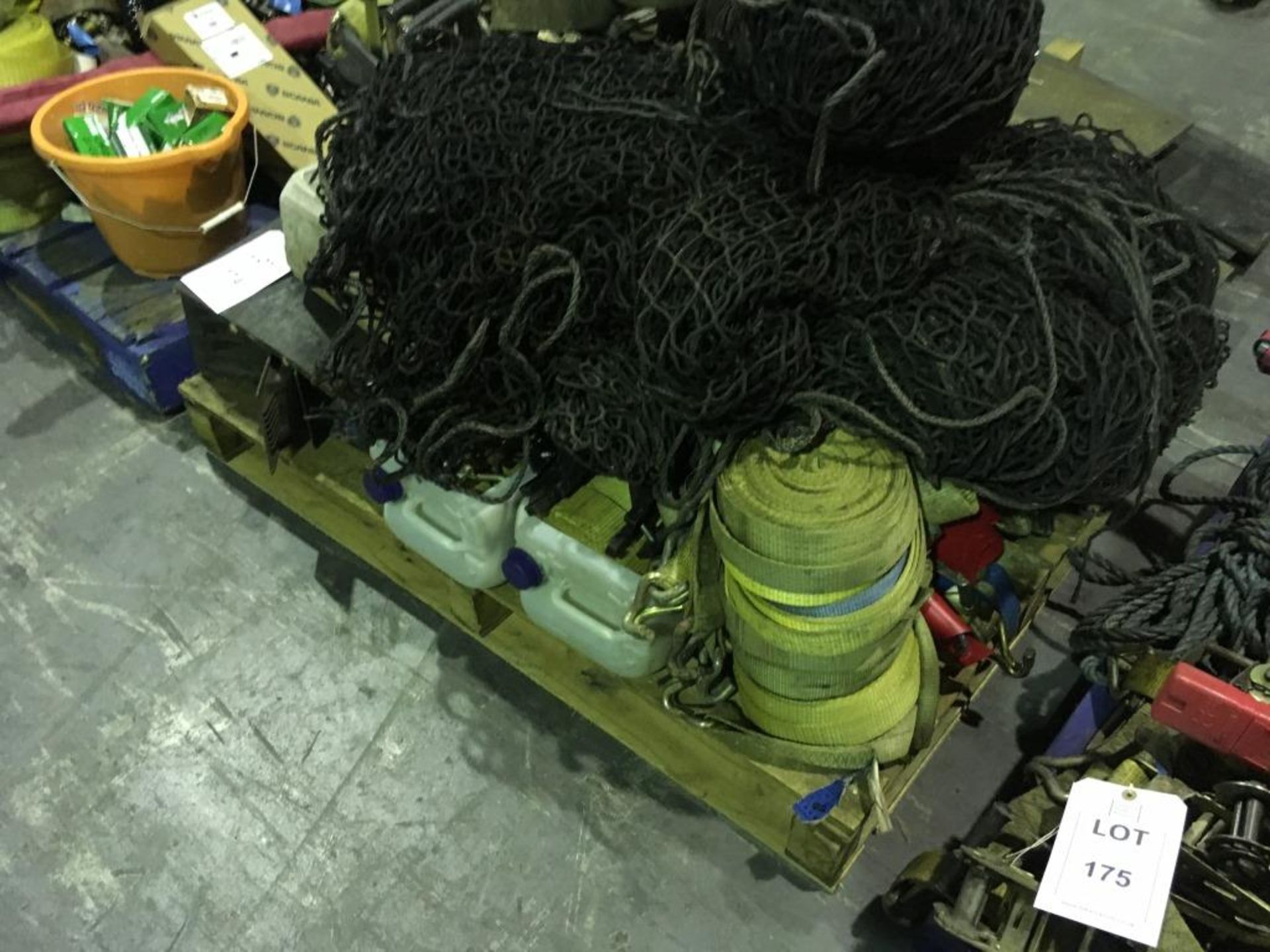 Assorted cargo nets, ratchets and straps on one pallet. Please note: This lot is - Image 2 of 2
