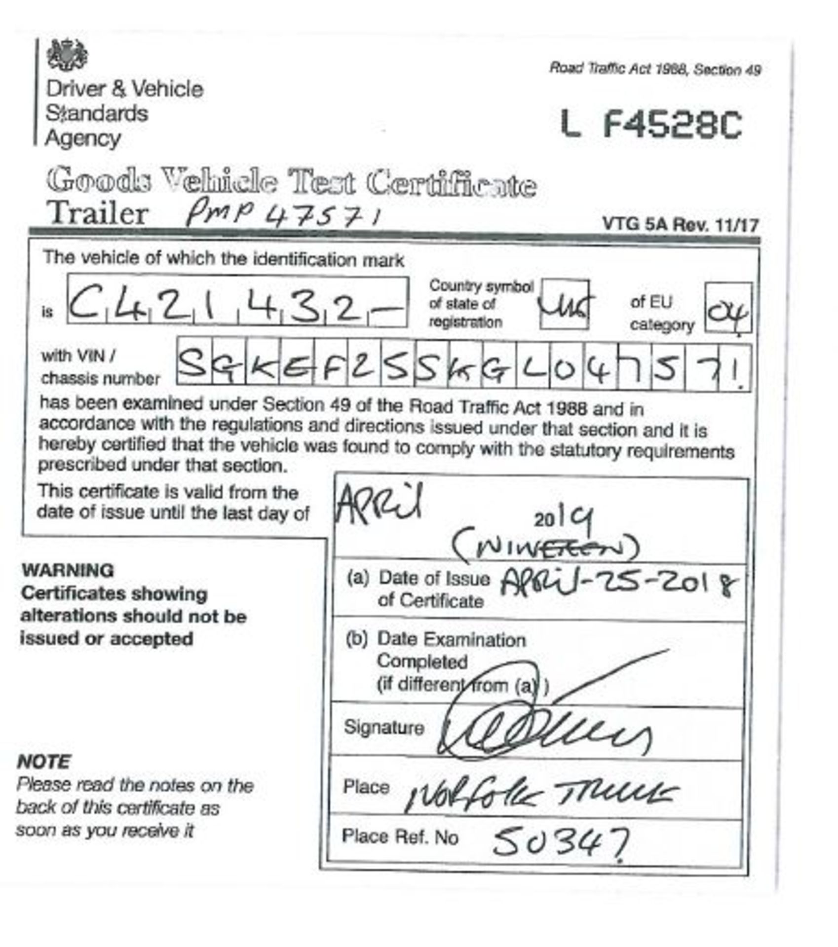 Dennison 14 Lock Sliding Bogie Skeletal trailer, reference 47571, year of manufacture 2016, 3 x - Image 11 of 15