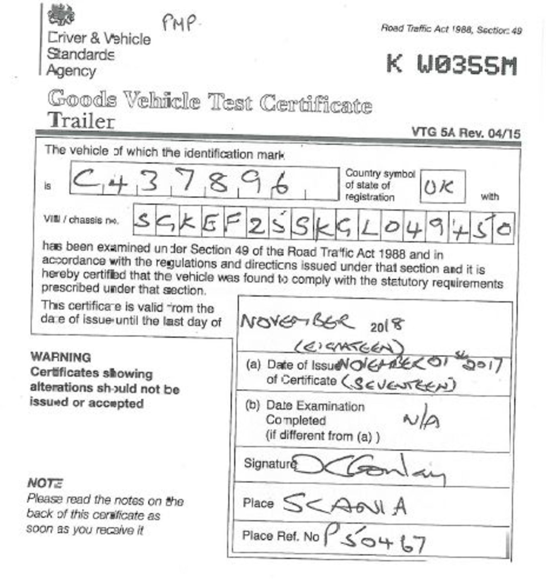 Dennison 14 Lock Sliding Bogie Skeletal trailer, reference 49450, year of manufacture 2016, 3 x - Image 16 of 20