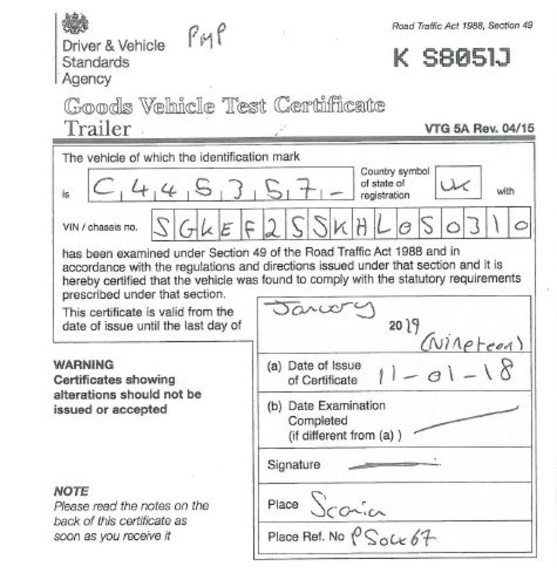 Dennison 14 Lock Sliding Bogie Skeletal trailer, reference 50310, year of manufacture 2017, 3 x - Image 13 of 17