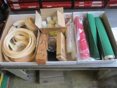 Miscellaneous lot including plastic banding, glue sticks, 3 x sheets Fablon, etc