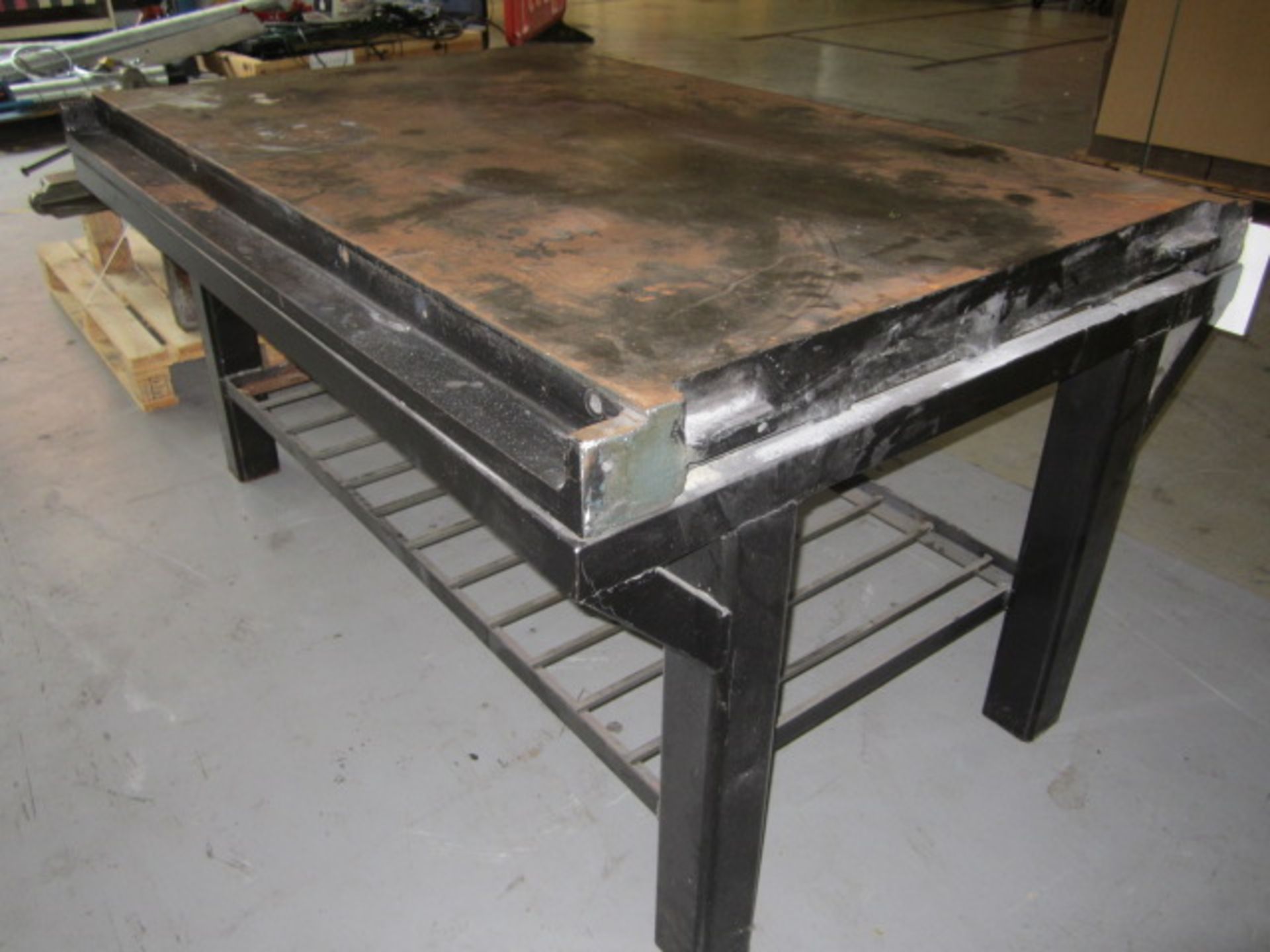 Surface table, approx. size: 41" x 66" mounted on stand. - Lift out charge to be applied: £10+ vat - Image 2 of 3