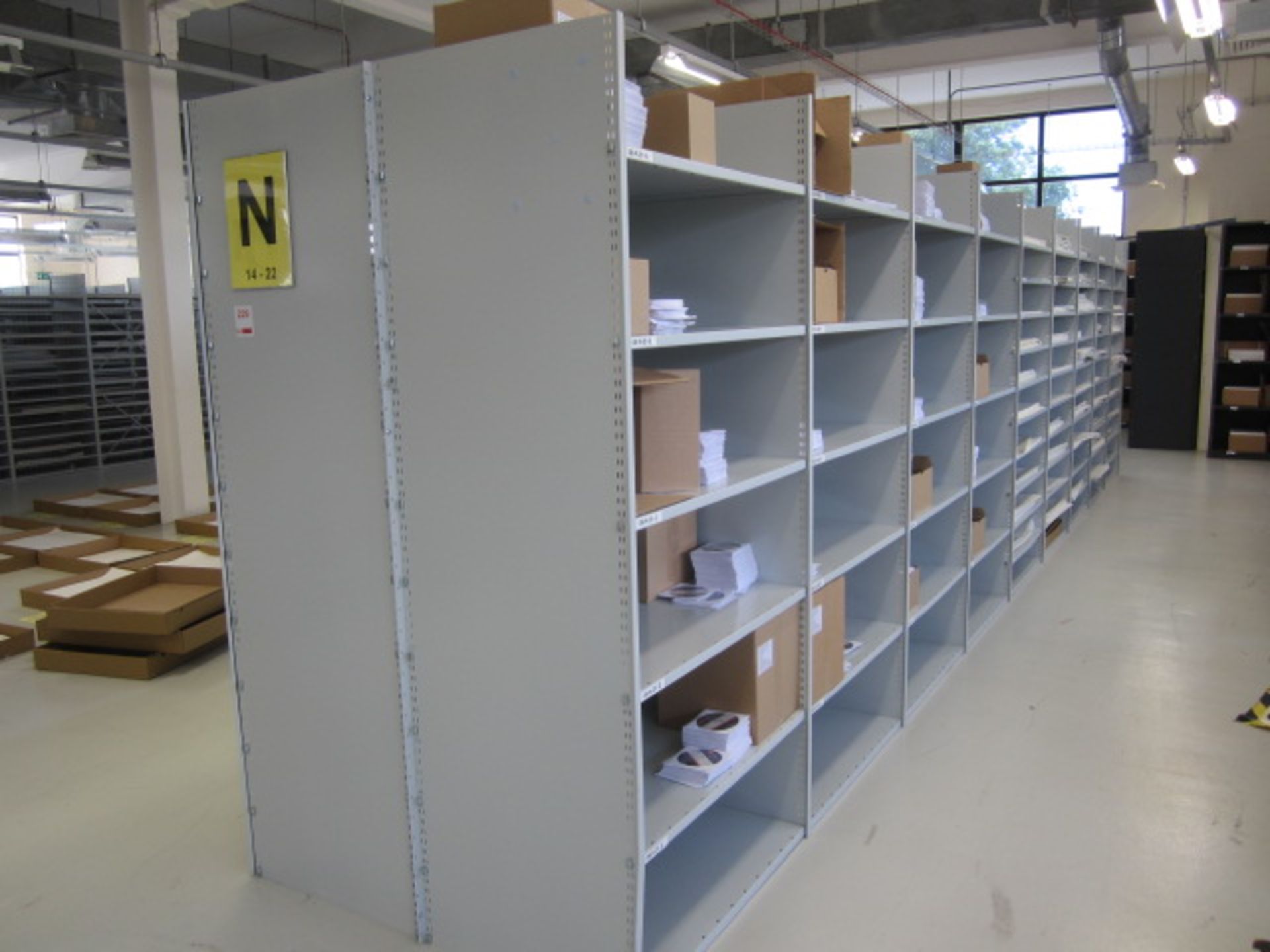 Link 51 metal boltless stores racking comprising: 9 x double sided bays, approx. overall size: 8.